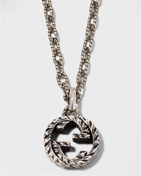 gucci interlocking g necklace on neck|Gucci interlocking g necklace men's.